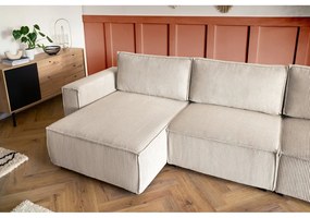 Divano a U angolare in velluto a coste color crema, angolo destro Nihad modular - Bobochic Paris