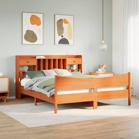 Giroletto Senza Materasso Marrone Cera 200x200 Cm Legno Di Pino /