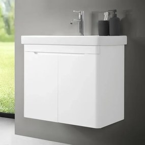Mobile bagno sospeso 70 cm bianco lucido con armadietto a specchio Clip