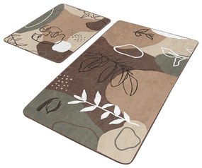 Set di tappetini per il bagno in velluto marroni 2 pz 60x100 cm Abstract Faces – Mila Home