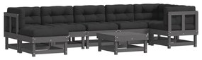 Set divani da giardino 8pz con cuscini in legno massello grigio
