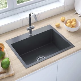 Lavello Da Cucina Lavorato A Mano Nero Acciaio Inox /