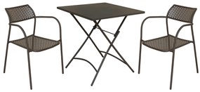 ROMANUS - set tavolo in metallo cm 70x70x72 h con 2 sedute