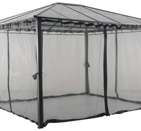 Gazebo Volta in alluminio struttura grigio antracite, copertura grigio L 360 x P 300 x H 264 cm