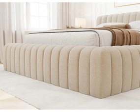Letto matrimoniale imbottito beige con contenitore e rete inclusi 180x200 cm Carilla – ELTAP