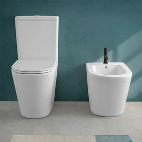 Wc filomuro monoblocco con tornado senza brida e sedile rallentato Klan