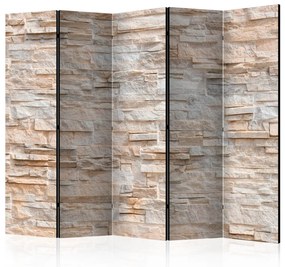 Paravento design Raffinatezza di pietra II - texture di muro di pietra beige