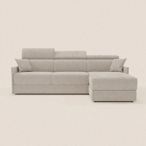 Miryam divano letto angolare compatto - poggiatesta reclinabili e penisola contenitore in tessuto smacchiabile T31