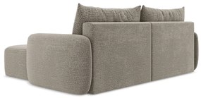 Divano angolare beige allungabile/con contenitore (con penisola a destra) Kalena – Makamii