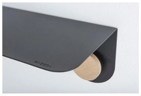 Mensola da parete in acciaio nero con dettaglio in legno di quercia con 2 ganci , lunghezza 70 cm Hook - Gazzda