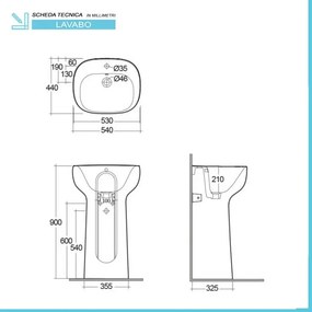 Lavabo freestanding Rak Illusion in ceramica bianca con foro