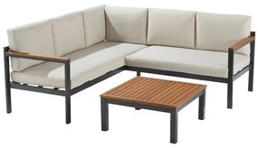 Salotto da giardino angolare per 5 persone beige Oris NATERIAL con cuscini in poliestere beige