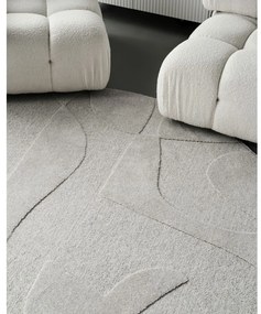 Tappeto rotondo in lana grigio chiaro ø 120 cm Morphic Botanica - Agnella