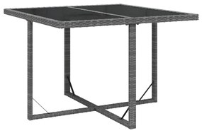 Set da pranzo per giardino 5 pz con cuscini polyrattan grigio