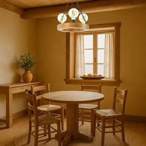 Lampadario a sospensione con catena IOS 3xE27/60W/230V diametro 30 cm faggio