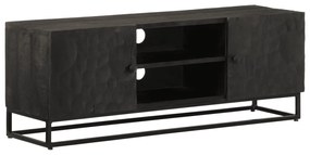 Mobile Tv Nero 110x30x40 Cm İn Legno Massello Di Mango E Ferro /