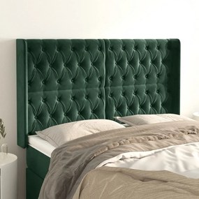 Testiera Ad Orecchio Verde Scuro 147x23x118/128cm İn Velluto /