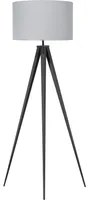 Lampada da Terra Grigio Policotone 156H cm Nero Gambe Treppiede in Metallo Paralume Tamburo Moderno