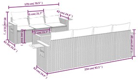 Set Divano da Giardino 8 pz con Cuscini Grigio in Polyrattan