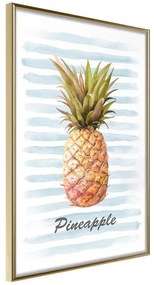 Poster  Pineapple on Striped Background  Cornice Quadri Cornice d'oro, Larghezza x Altezza Home decor 40x60