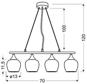 Lampadario a sospensione con filo SIRIUS 4xE27/60W/230V