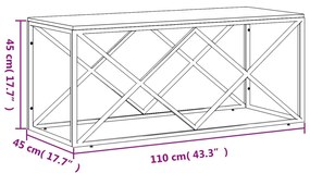 Tavolino da Salotto in Acciaio Inox e Legno Massello di Acacia