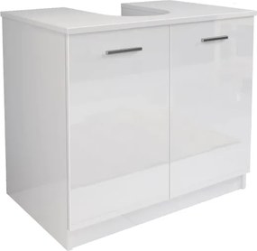 Mobile bagno sotto lavello copricolonna con 2 ante in legno Bianco Lucido