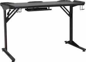 Scrivania B-216 gaming in MDF nero con LED integrati e struttura in metallo