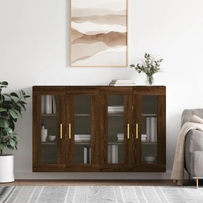 Armadietti A Parete 2 Pz Rovere Marrone İn Legno Multistrato /
