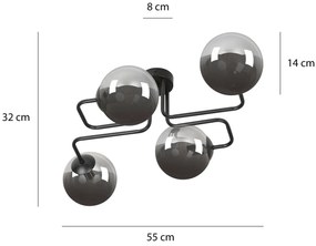 Lampadario da Soffitto BRENDI 4 in acciaio e vetro 4xE14