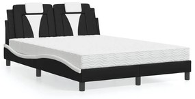 Letto Con Materasso Nero E Bianco 140x200 Cm İn Similpelle /