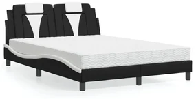 Letto Con Materasso Nero E Bianco 140x200 Cm İn Similpelle /