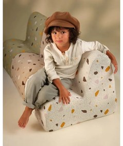 Poltrona per bambini bianca con rivestimento in bouclé e ciniglia Terrazzo Cloud – Wigiwama