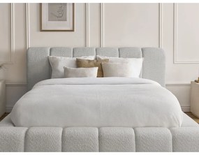 Letto matrimoniale imbottito in grigio chiaro con contenitore con rete inclusa 180x200 cm Denali – Bobochic Paris