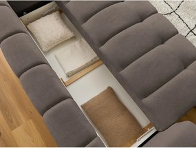 Divano grigio tortora allungabile e con contenitore rivestito in ciniglia 251 cm Fuji – Bobochic Paris