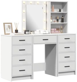 Set da toeletta a 3 pezzi con led in legno ingegnerizzato bianco