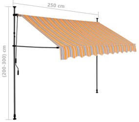 Tenda da Sole Retrattile Manuale con LED 250 cm Gialla e Blu