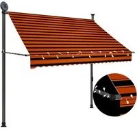 Tenda da Sole Retrattile Manuale LED 200 cm Arancione e Marrone 145878