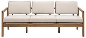 Divano da giardino con cuscino beige e braccioli Oasis NATERIAL da 3 posti, struttura in acacia marrone seduta in poliestere marrone, L 182 x H 74 x P 80 cm