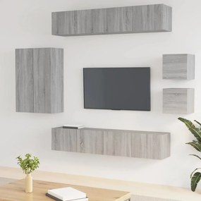 Set Mobili Porta Tv 8pz Grigio Sonoma İn Legno Multistrato /