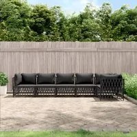 Set Salotto da Giardino 6 pz con Cuscini in Acciaio Antracite 3186877