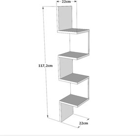 Mensola Angolare Libreria A Parete Sospesa 22x22x117 Effetto Legno Rovere Kos