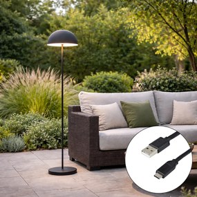 Lampada da terra da esterno ricaricabile nera con dimmer a 3 livelli - Keira