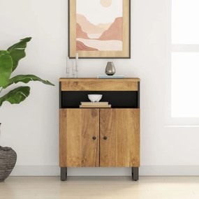 Credenza Con 2 Ante 60x33x75 Cm İn Legno Massello Di Mango /