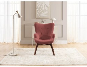 Poltrona con poggiapiedi rossa con rivestimento in velluto a coste Niko – Ropez