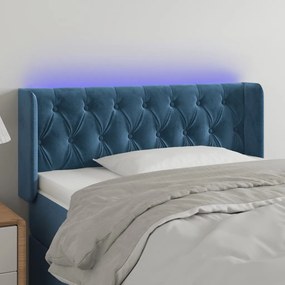 Testiera A Led Blu Scuro 103x16x78/88 Cm İn Velluto /