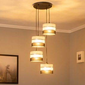 Euluna Lampada a sospensione Helen grigio-nero-argento rotonda a 4 luci.