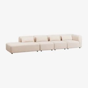 Divano Angolare Modulare In 4 Pezzi Fogler Con Chaise Longue Sinistra Ciniglia Crema Beige - Sklum