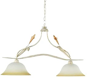 Lampadario Neoclassico Lampadario Neoclassico Lucrezia 2x E27 bianco paralume bianco 2x E27