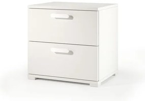 Comodino con 2 cassetti in truciolare bianco L 50 x H 49 x P 39 cm